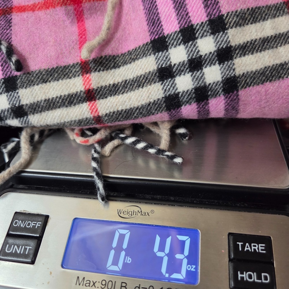 Burberry London Happy Double Fringe Scarf 100% Cashmere Magenta Pink - Picture 6 of 6